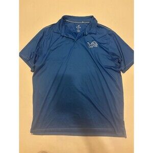 Antigua NFL Detroit Lions Blue Short Sleeve Polo Shirt Mens XL Football